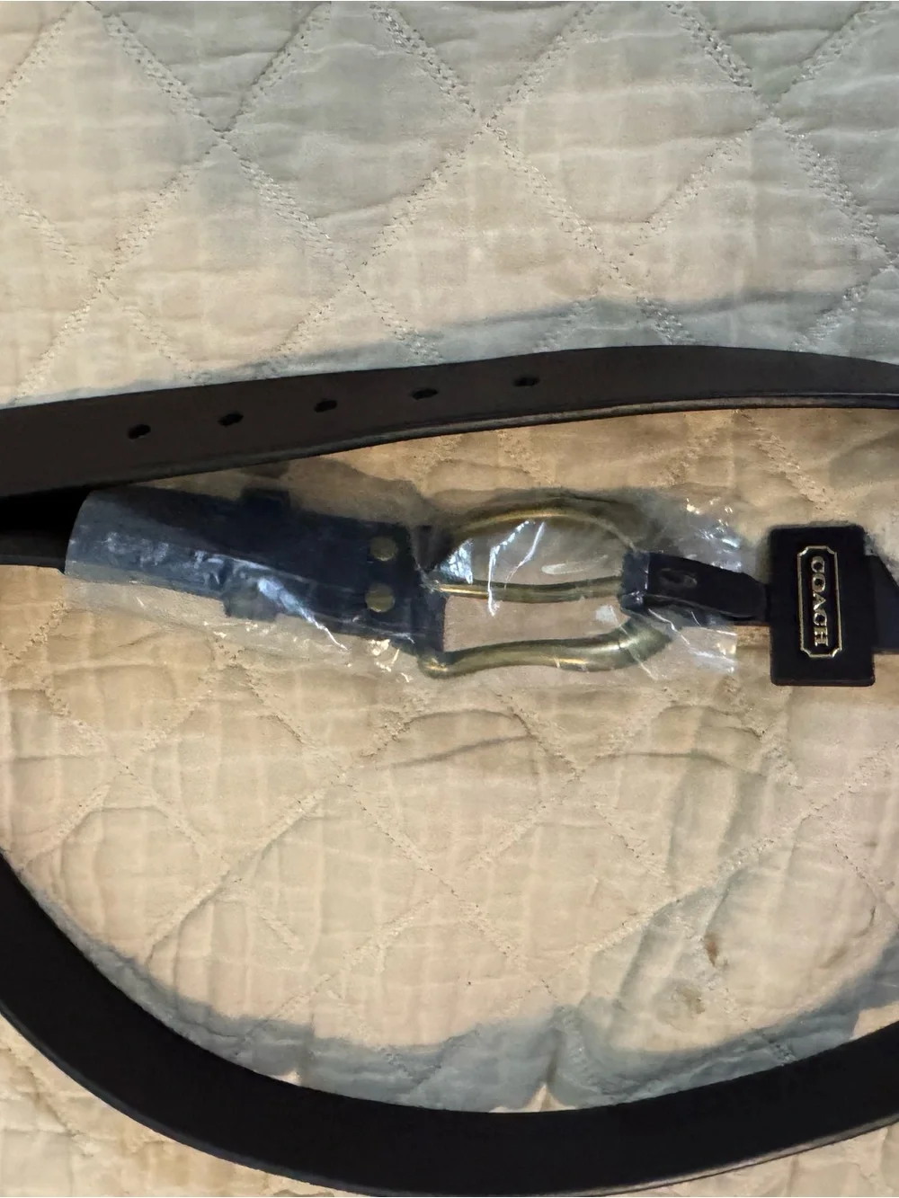 COACH Men's Brown Leather Belt with Brass Buckle Size 38